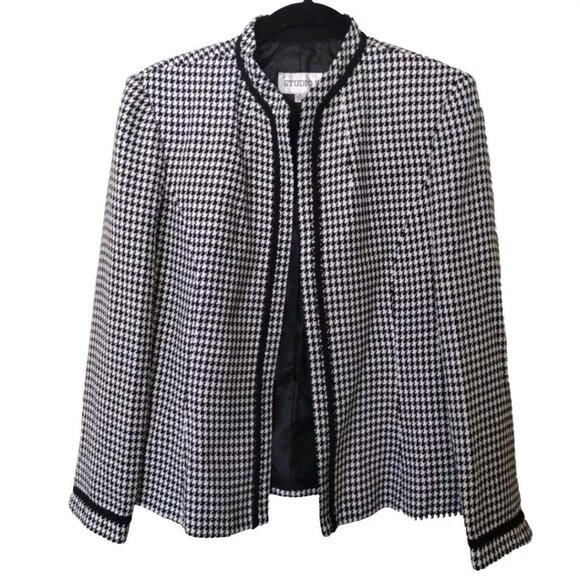 Women's Checkered Blazer Formal Black White Career Office Women’s Size 8 - Picture 1 of 11
